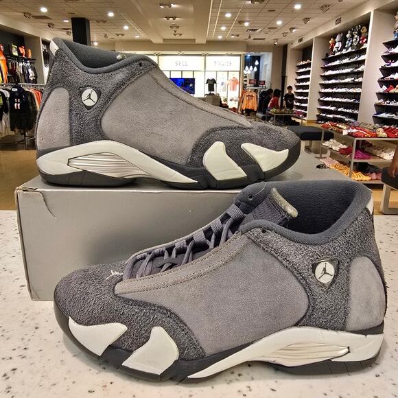 Jordan 14 Retro Flint Grey / Stealth / White Black Toe Last Shot FJ3460 012 - Picture 1 of 9